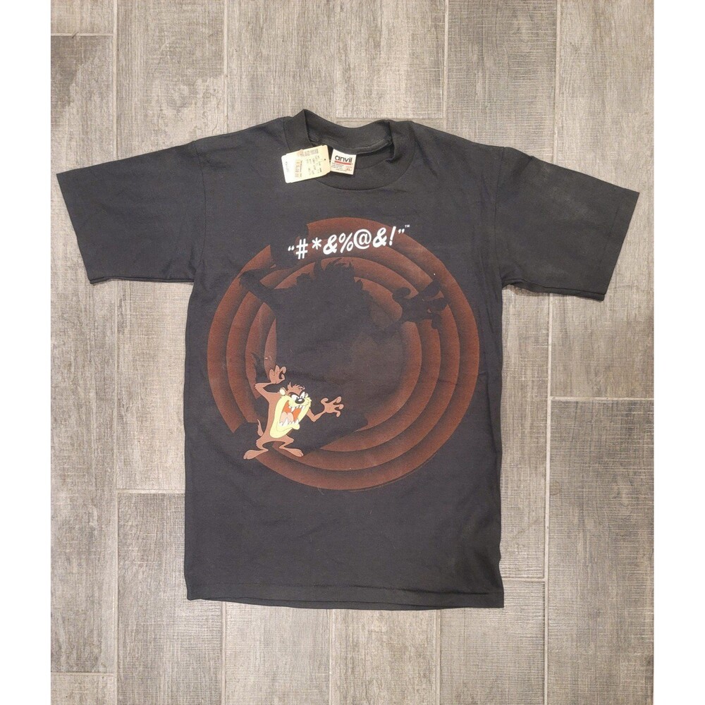 Taz Tasmanian Devil Shirt Youth XL Black Looney Tunes Single Stitch